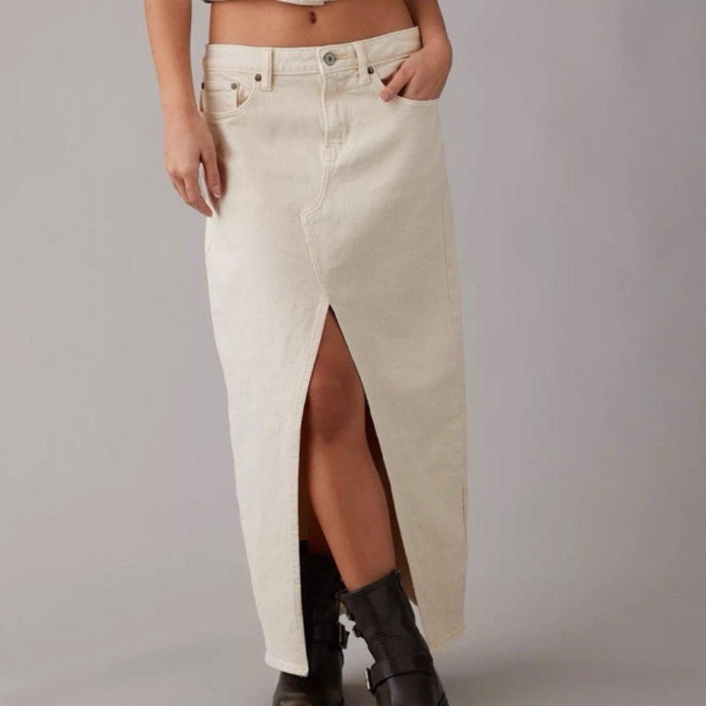 American Eagle Maxi Skirt with High Slit, stretch denim size 14"